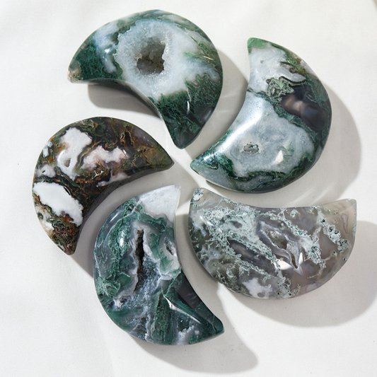 moss agate druzy moon