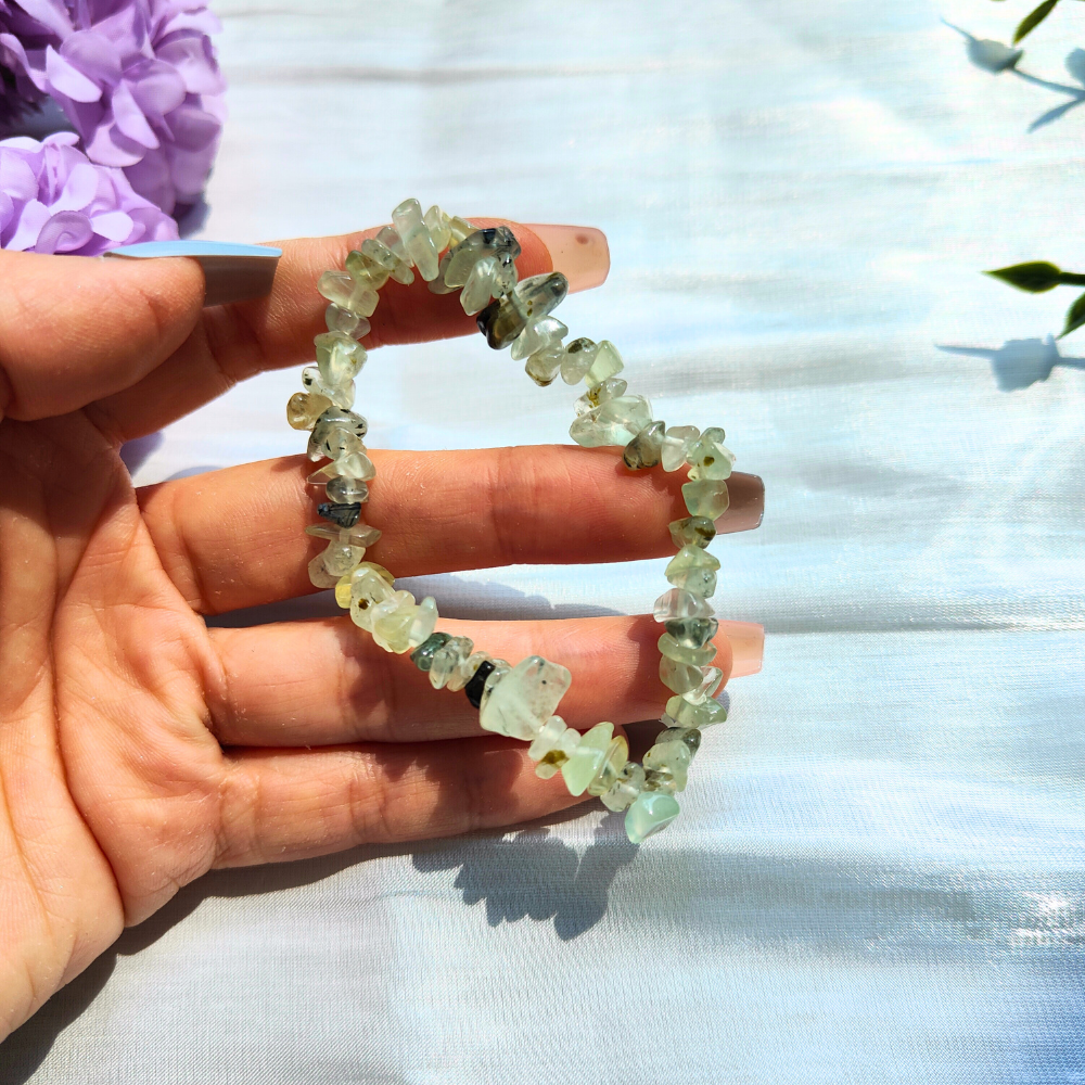 prehnite chip bracelet