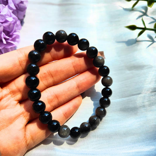 silver sheen obsidian bracelet