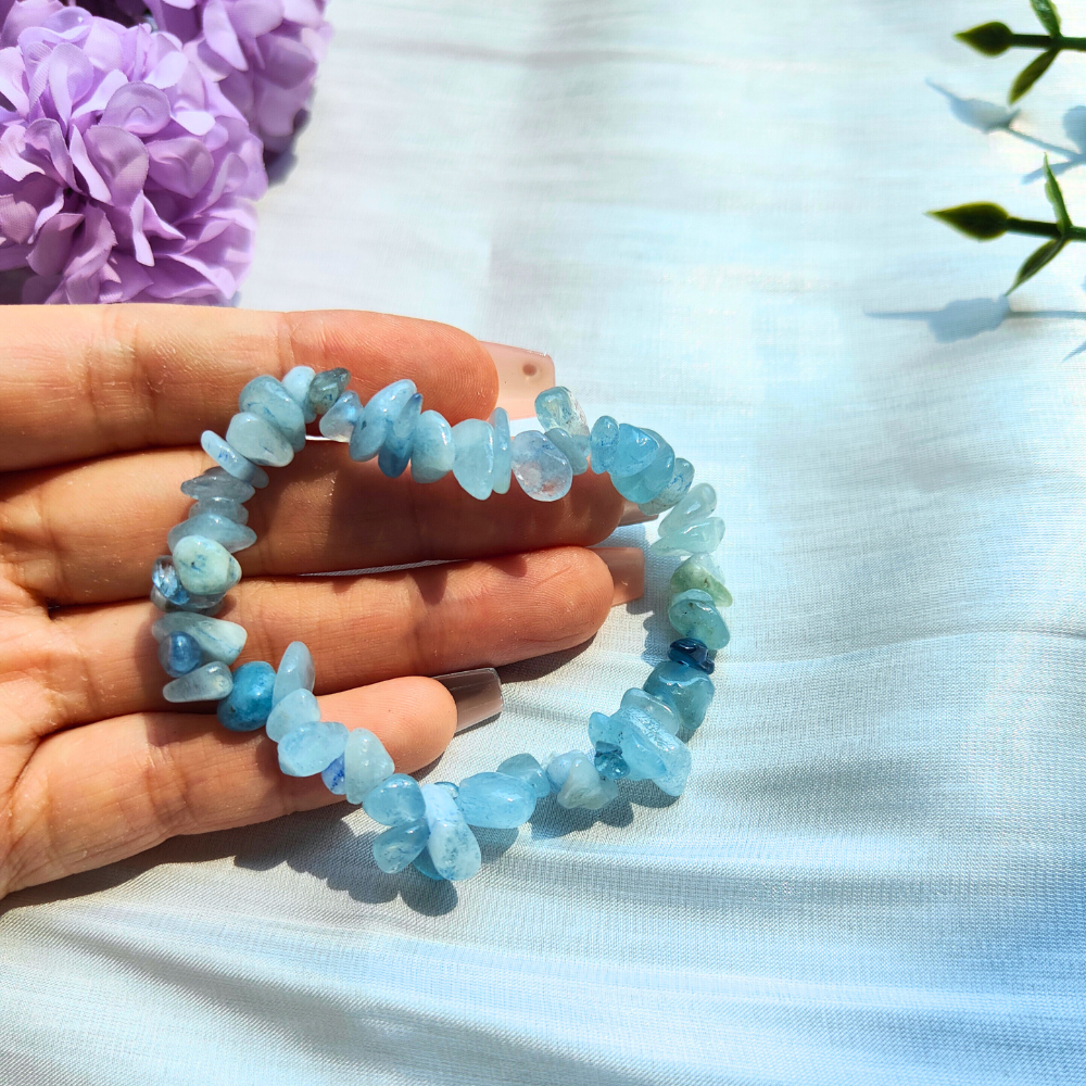 aquamarine chip bracelet