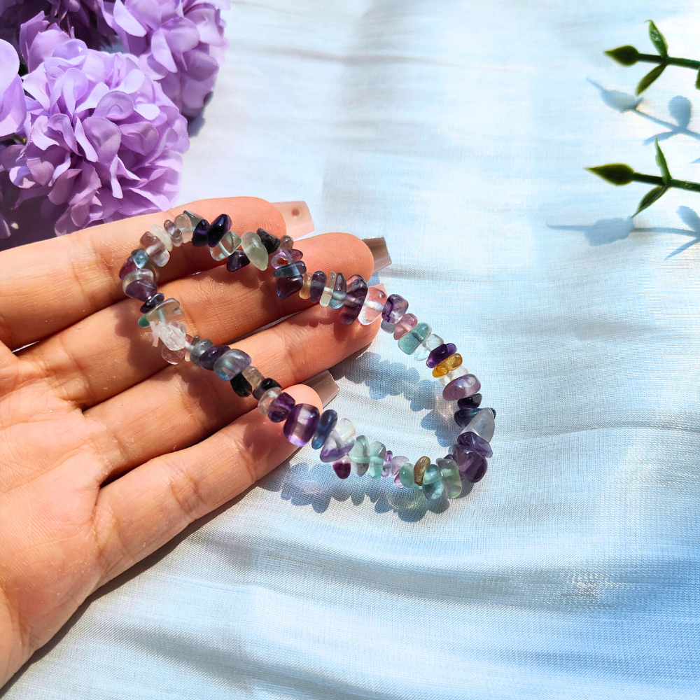 rainbow fluorite chip bracelet