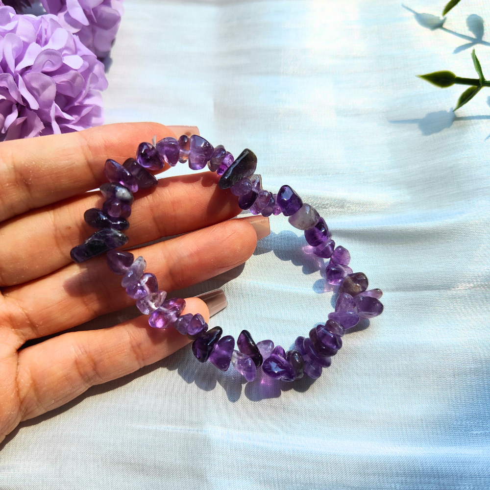 amethyst chip bracelet