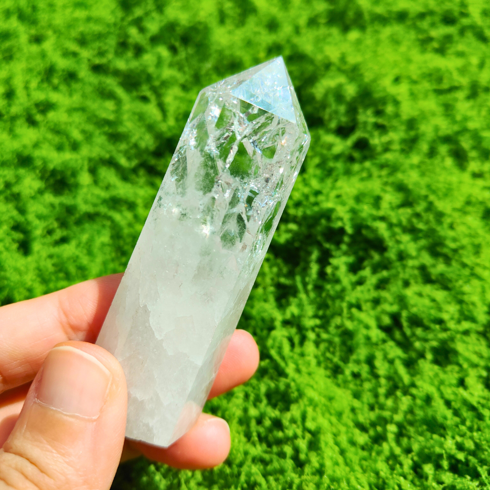 crackled clear quartz tower