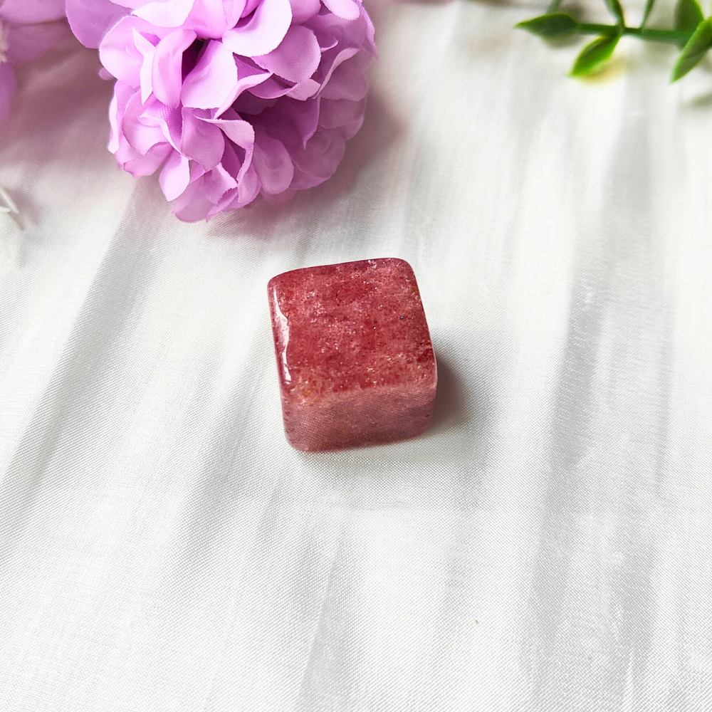 strawberry quartz cube