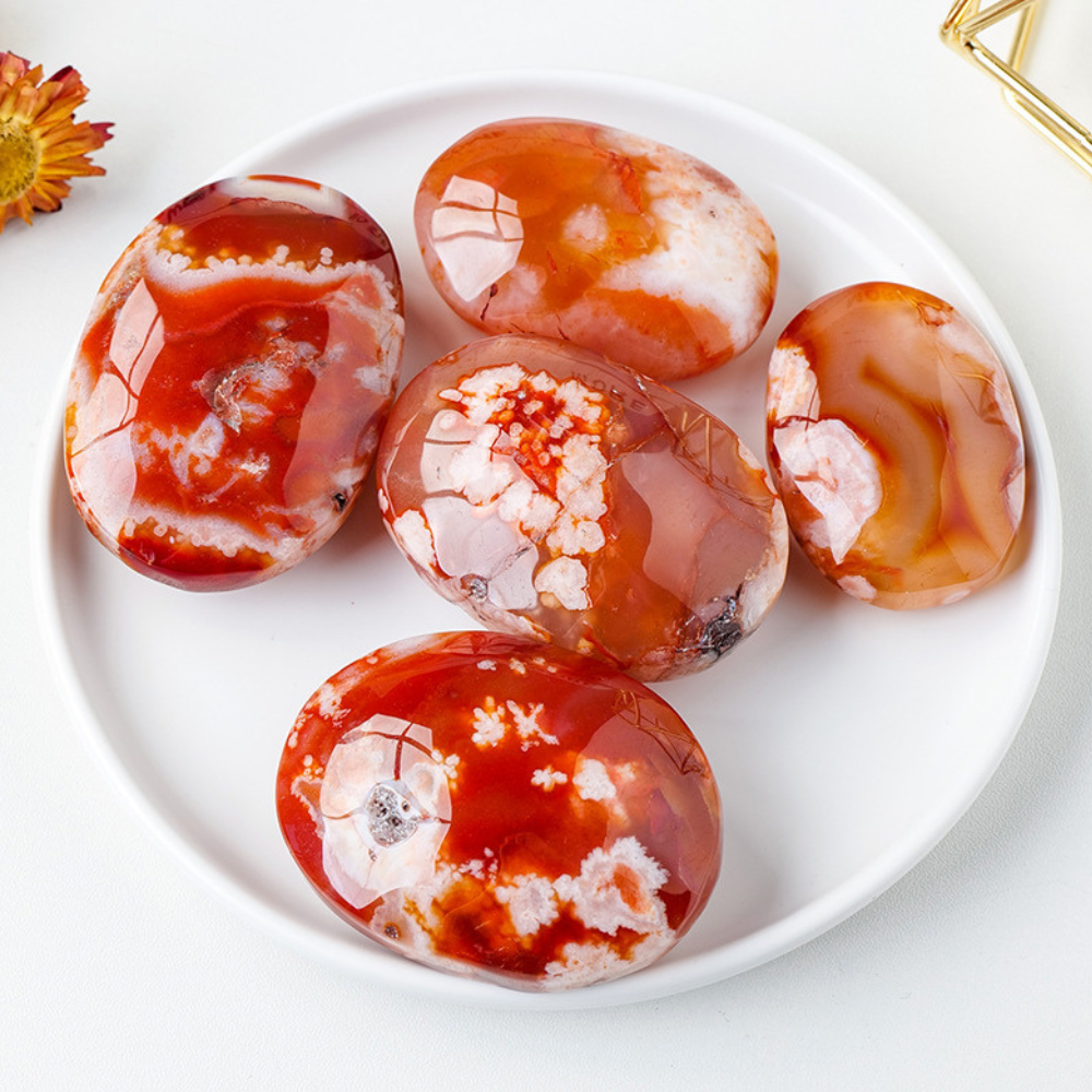 red flower agate palmstone