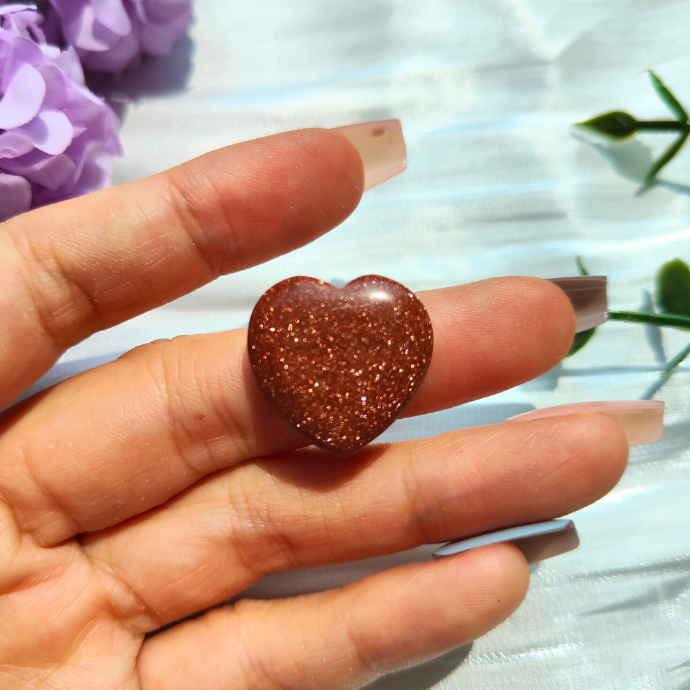 red goldstone mini heart