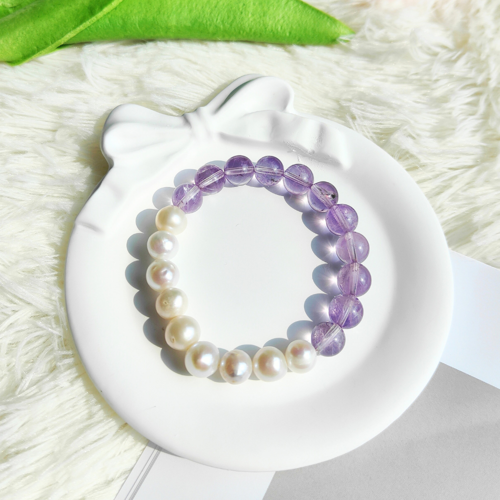 FRESHWATER PEARL & BOLIVIAN AMETHYST BRACELET