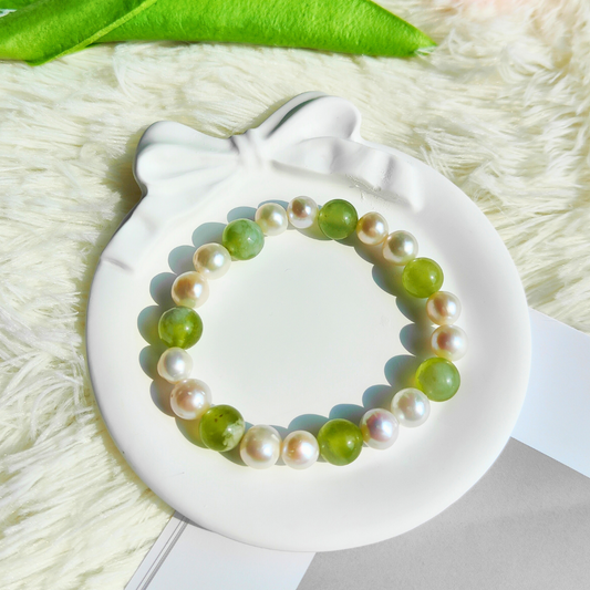 FRESHWATER PEARL & SERPENTINE BRACELET