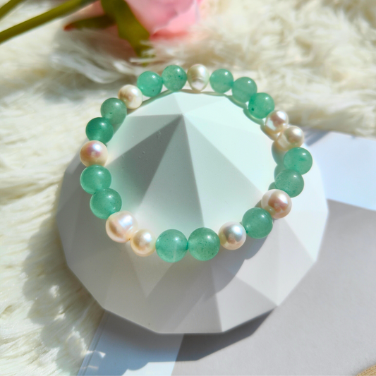 FRESHWATER PEARL & GREEN AVENTURINE BRACELET