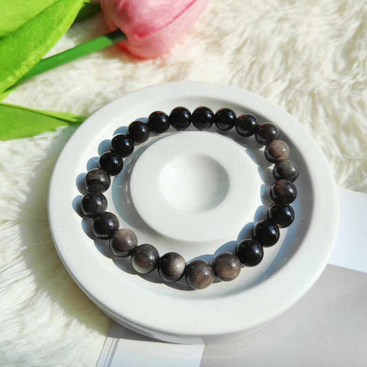 SILVER SHEEN OBSIDIAN BRACELET