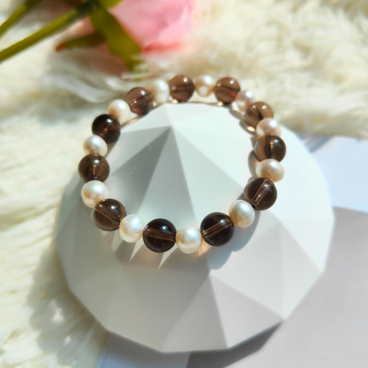 FRESHWATER PEARL & SMOKEY QUARTZ BRACELET